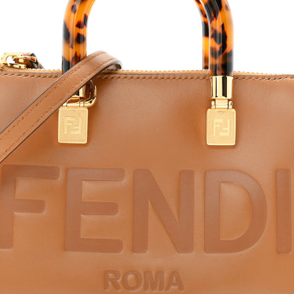 Fendi Vitello King Plexiglass Logo Embossed Mini By The Way Top Handle Boston Bag Caramello 8 of 11
