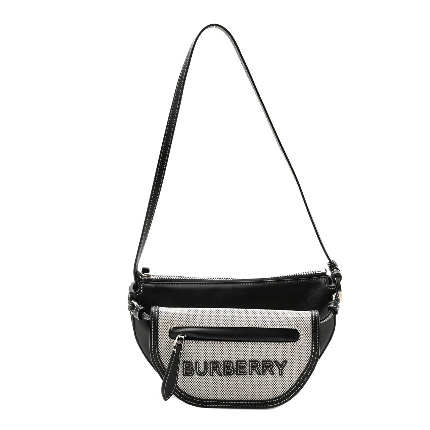 Canvas Horseferry Print Double Olympia Shoulder Bag Black