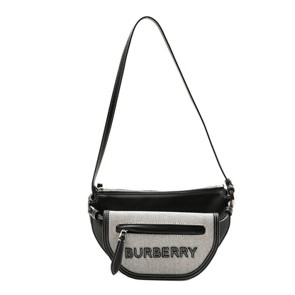 Burberry Canvas Horseferry Print Double Olympia Shoulder Bag Black 1 of 9