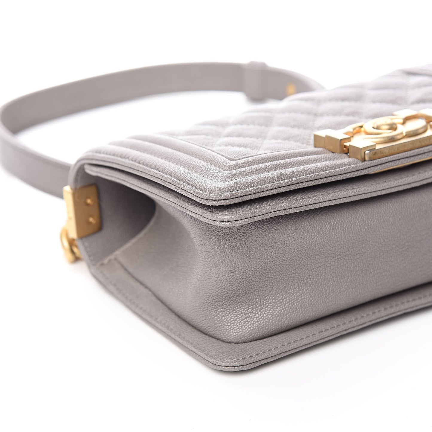 Caviar Quilted Small Boy Flap Grey