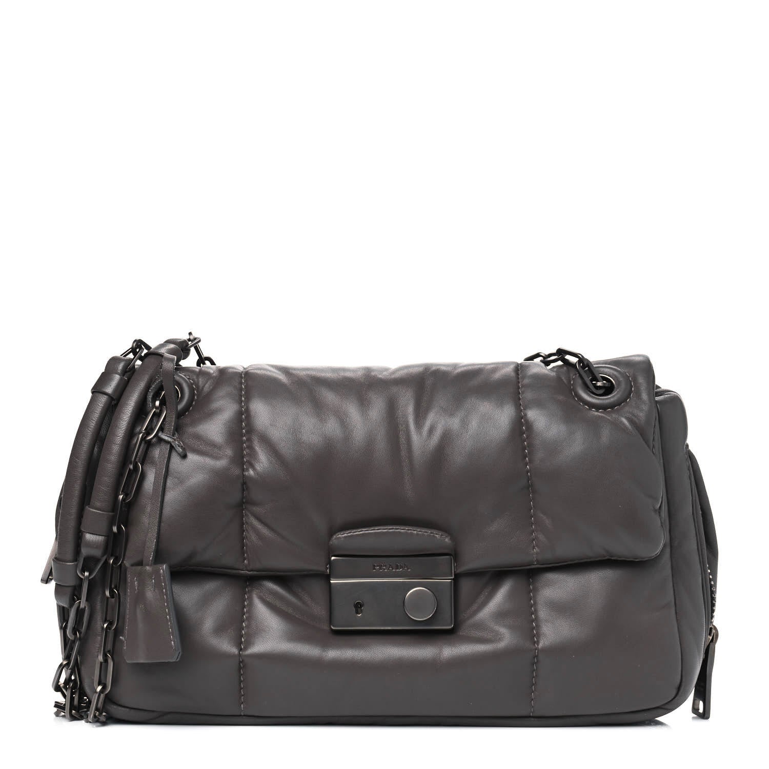 Prada Nappa Bomber Sound Chain Flap Shoulder Bag Ardesia 1 of 4