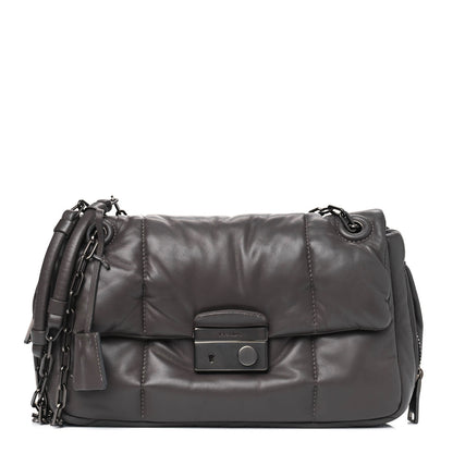 Prada Nappa Bomber Sound Chain Flap Shoulder Bag Ardesia 1 of 4