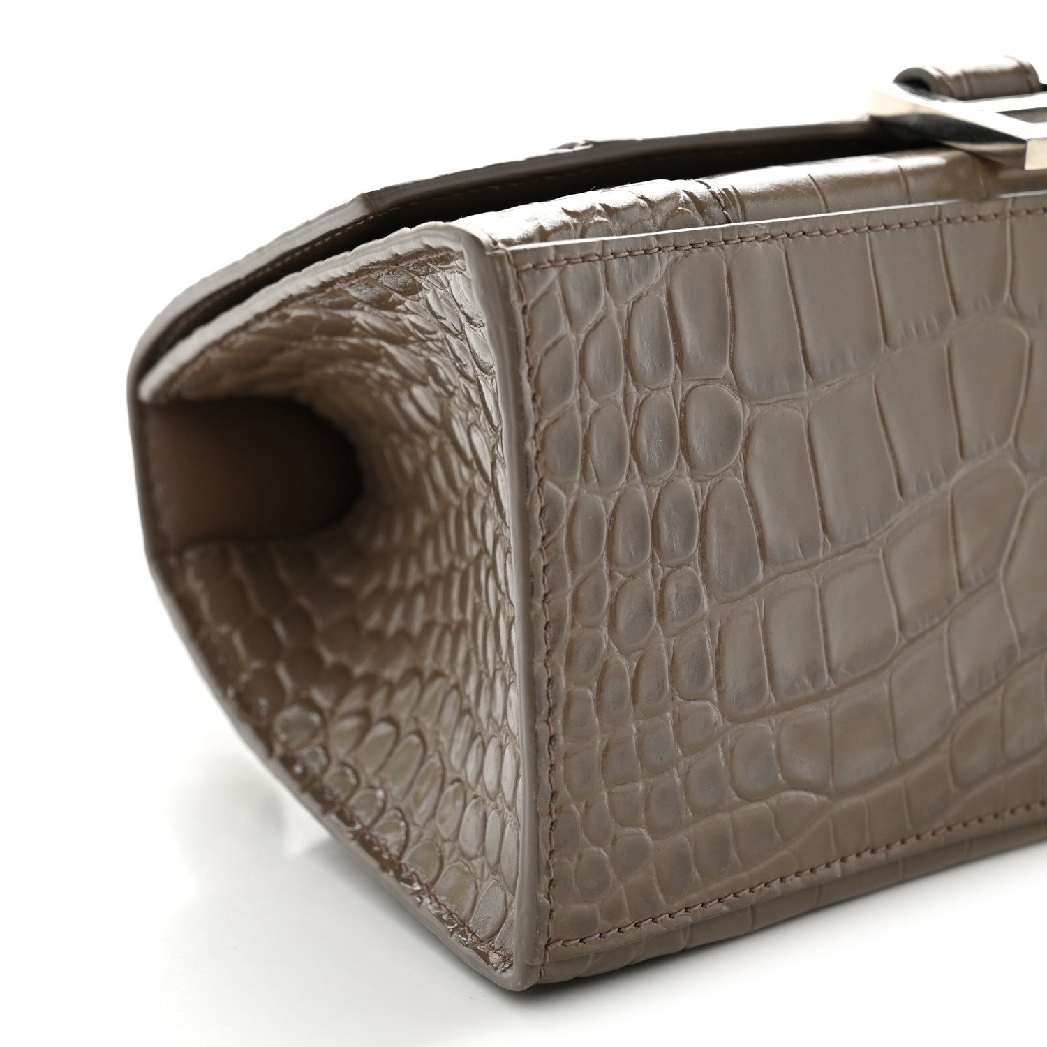 Balenciaga Calfskin Crocodile Embossed Small Hourglass Top Handle Bag Mink Grey 9 of 14