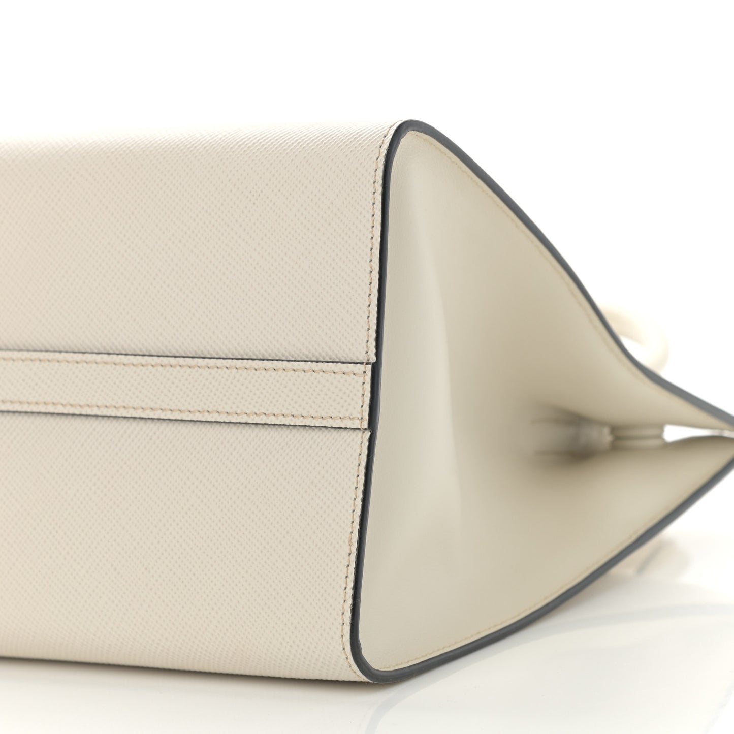 Saffiano Cuir Calfskin Large Monochrome Top Handle Tote White