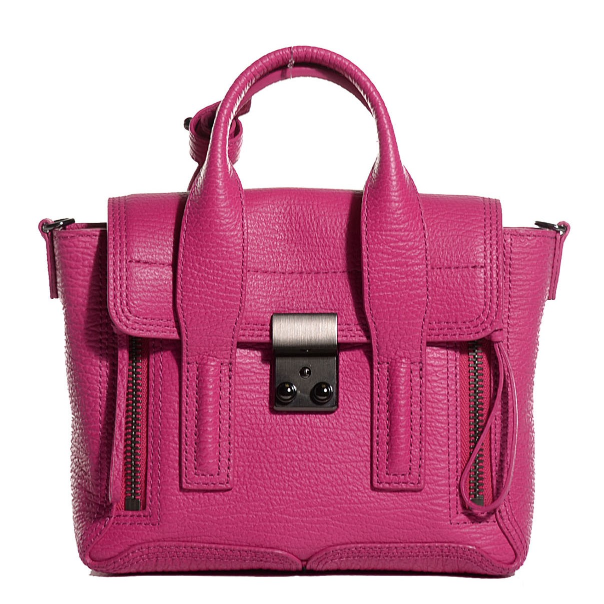 3.1 Phillip Lim 3.1 Textured Calfskin Mini Pashli Satchel Fuchsia 1 of 10