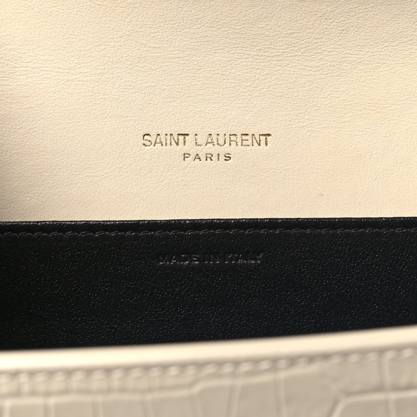 Calfskin Crocodile Embossed Monogram Uptown Chain Wallet Crema Soft
