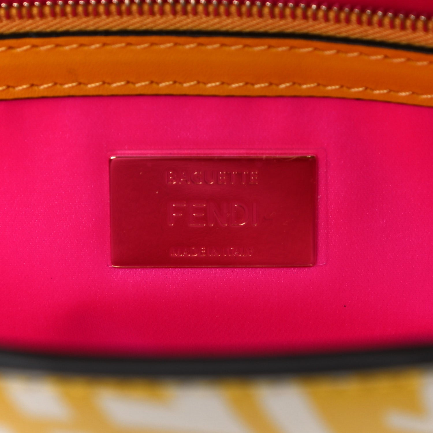 Fendi X SARAH COLEMAN Glazed Canvas Vitello King FF Vertigo Baguette 1997 Mimosa White 6 of 10