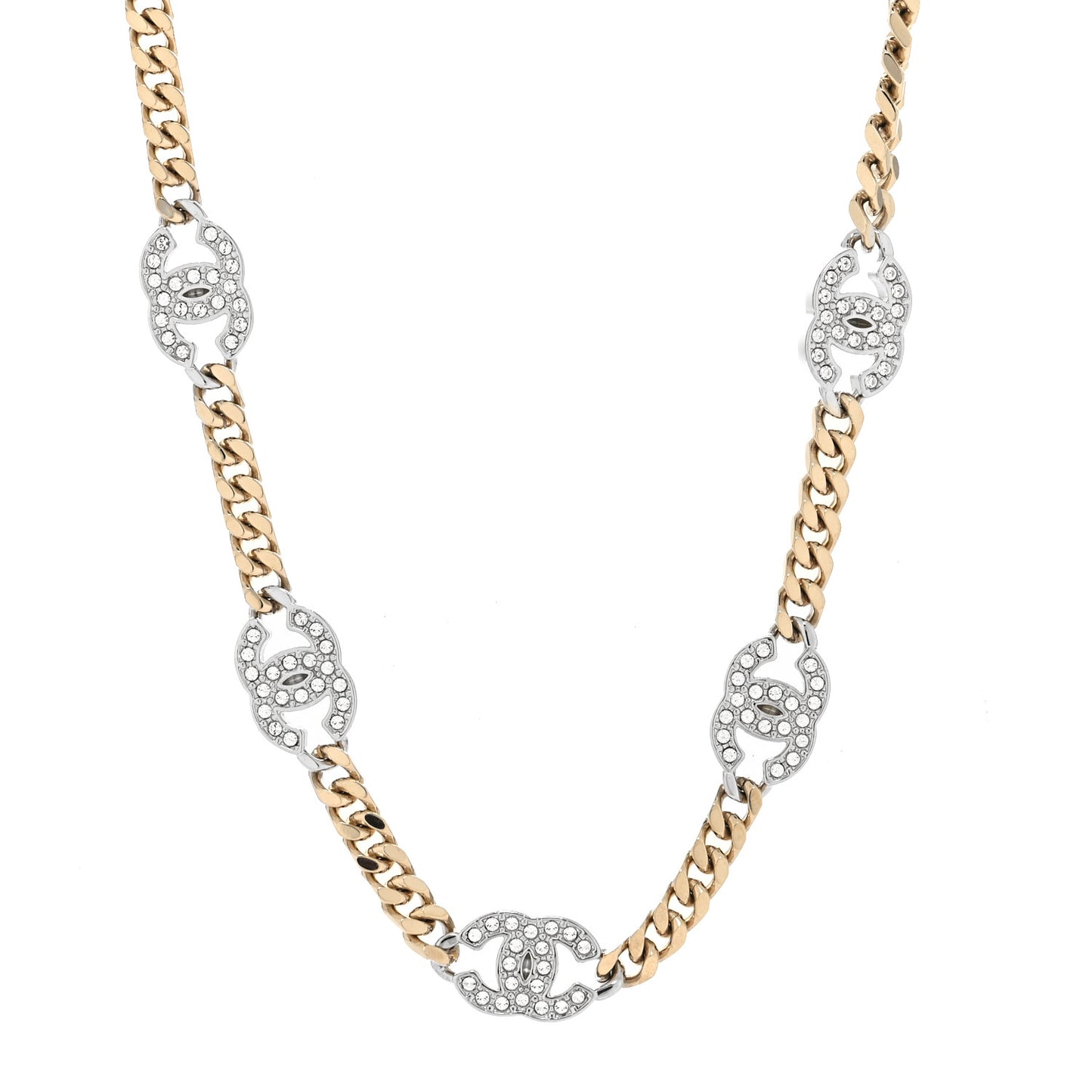 Crystal Chain CC Link Choker Gold Silver