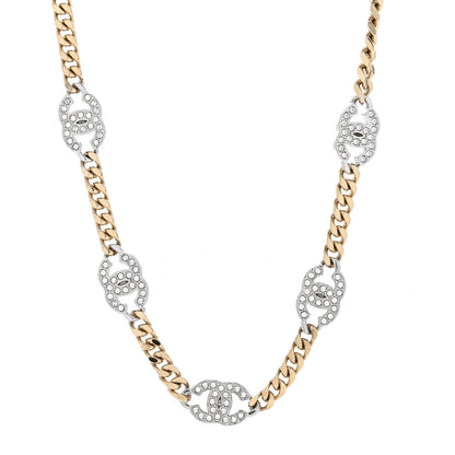 Chanel Crystal Chain CC Link Choker Gold Silver 1 of 5
