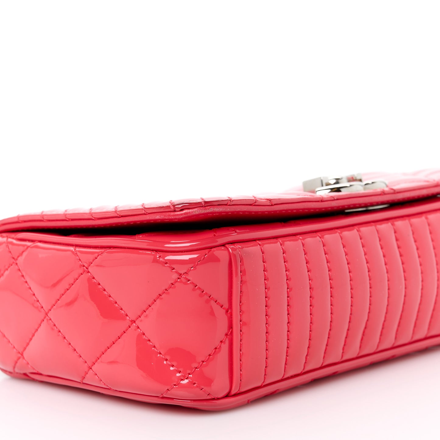Patent Quilted Small Coco Boy Flap Pink