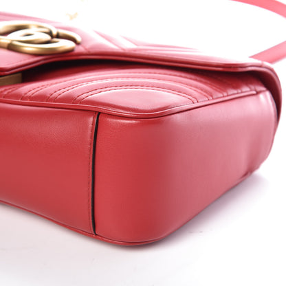 Gucci Calfskin Matelasse Small GG Marmont Shoulder Bag Hibiscus Red 9 of 11