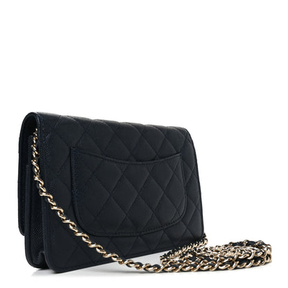 Chanel Caviar Quilted Wallet on Chain WOC Navy Blue 3 of 12