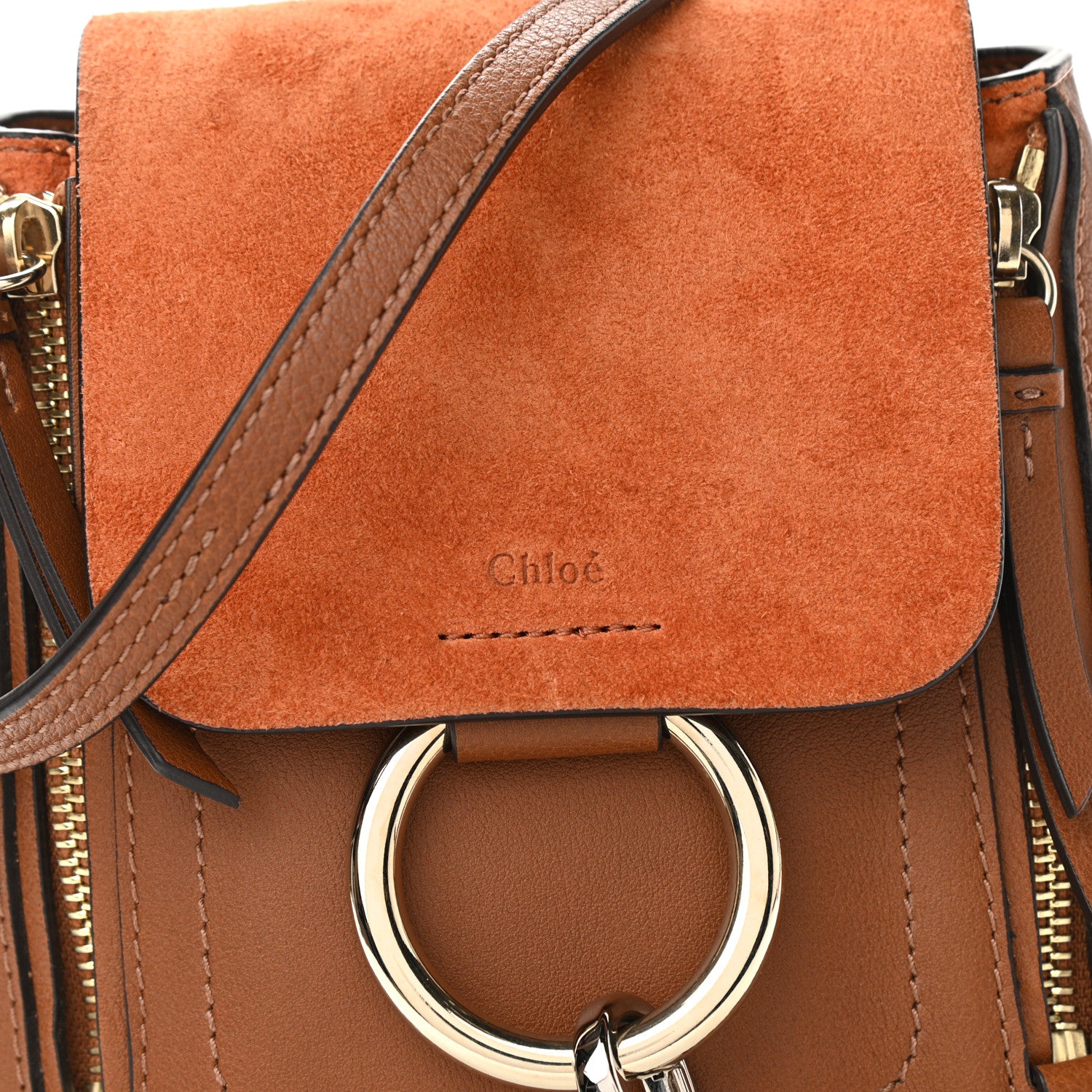 Chloe Suede Calfskin Mini Faye Backpack Tan 8 of 10