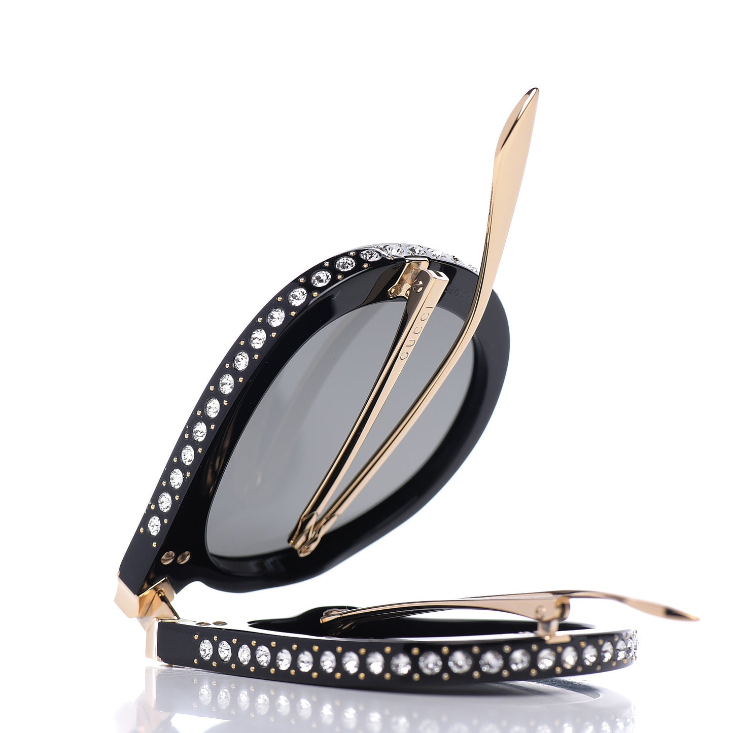 Acetate Crystal Foldable Aviator Sunglasses GG0307S Black