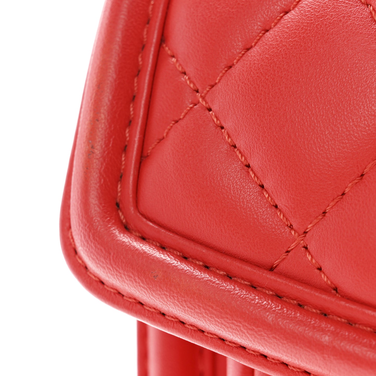 Lambskin Quilted Large Geometric Flap Red