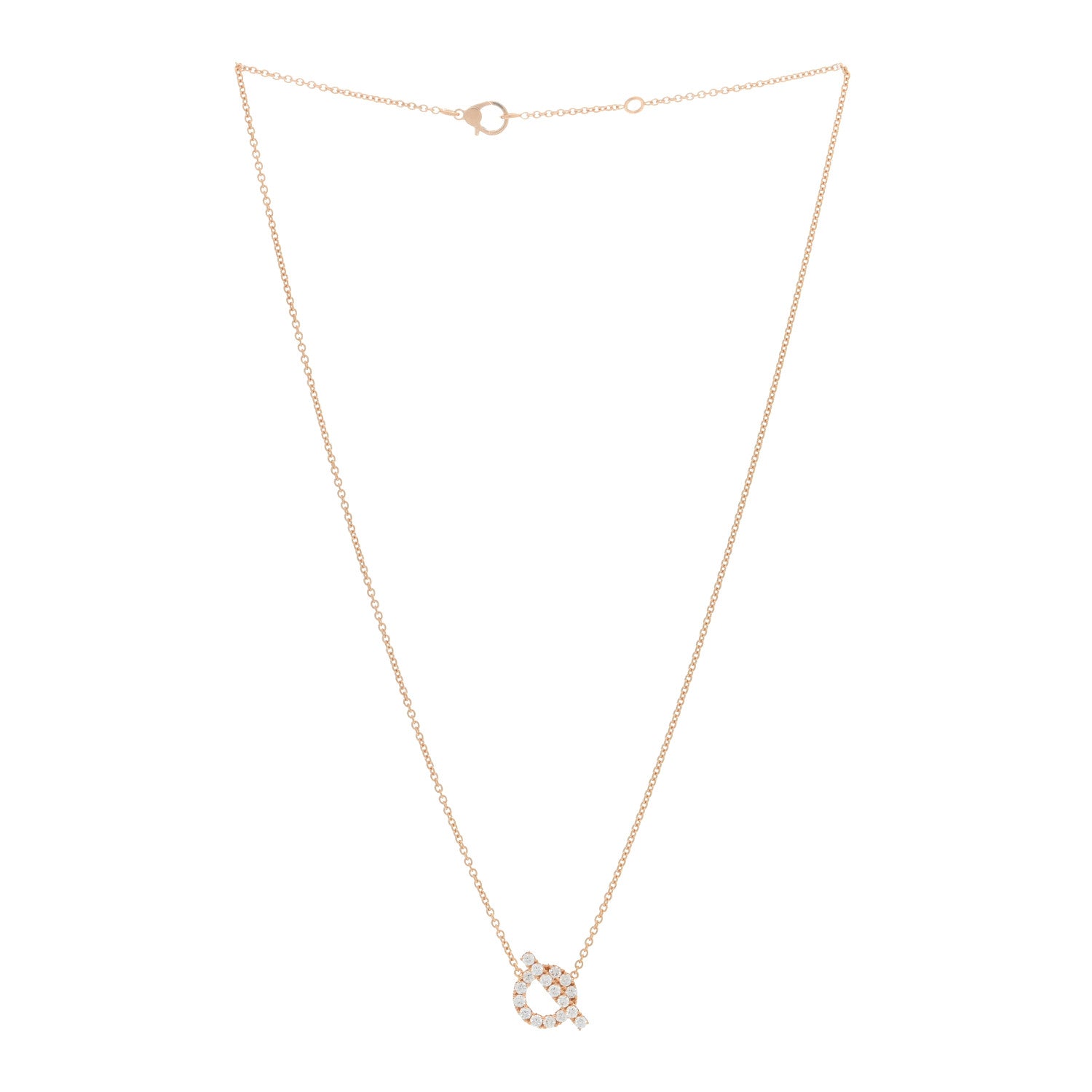 Hermes 18K Rose Gold Diamond Finesse Pendant Necklace 2 of 4
