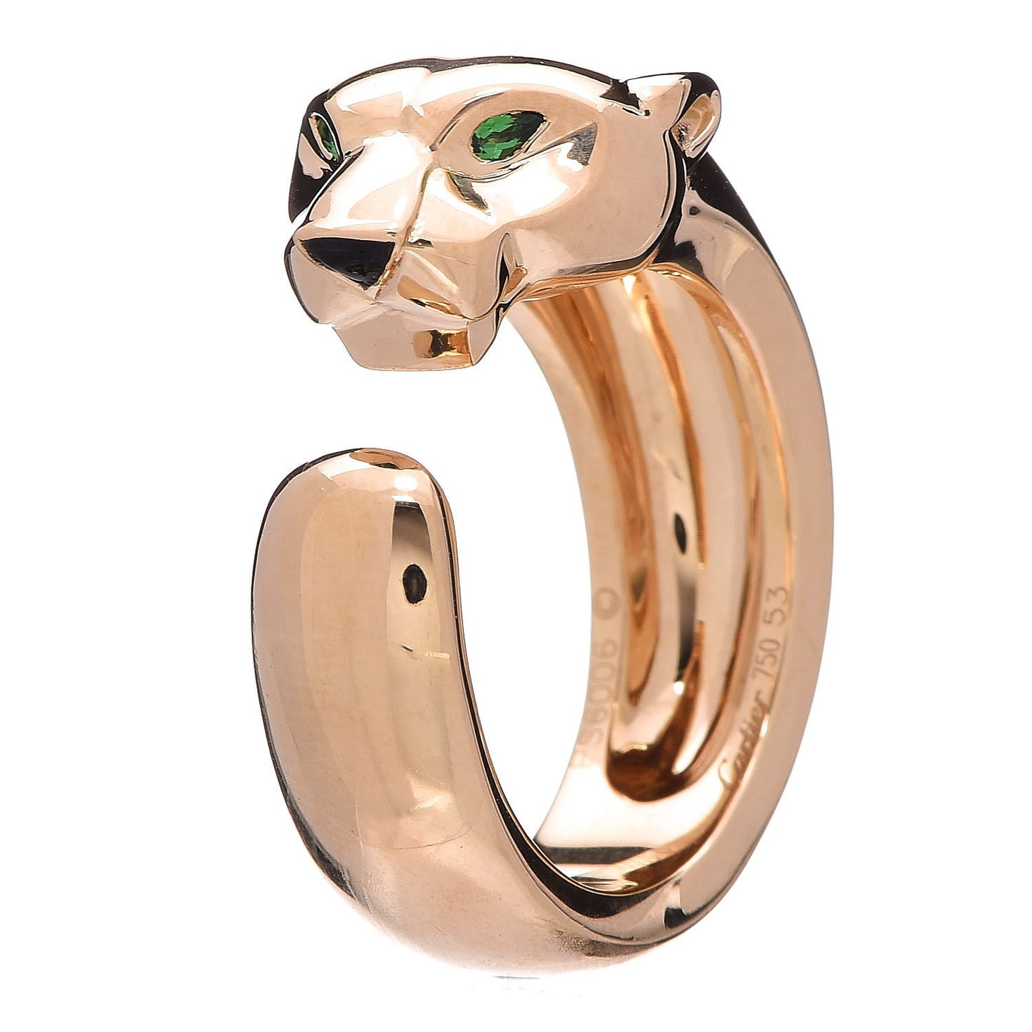 18K Yellow Gold Tsavorite Onyx Panthère De Band Ring 53 6.25