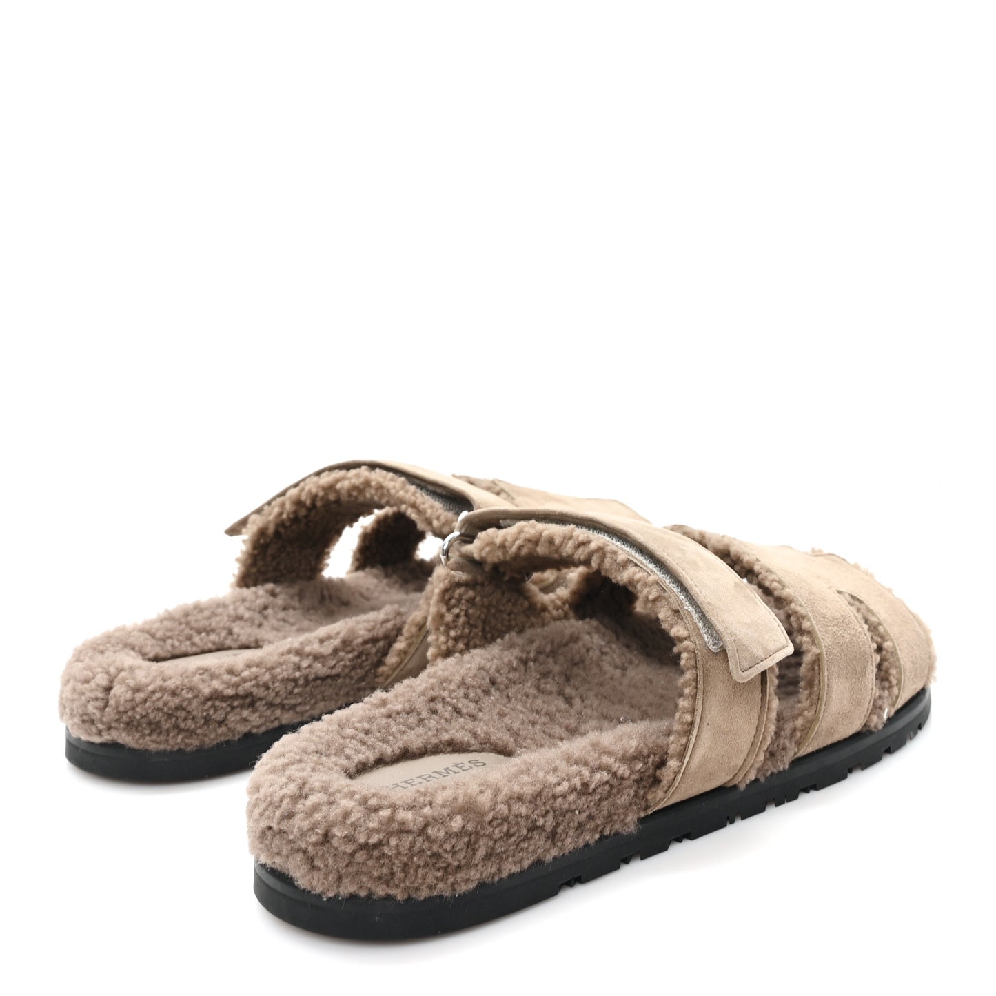 Suede Goatskin Woolskin Mens Chypre Sandals 42 Etoupe