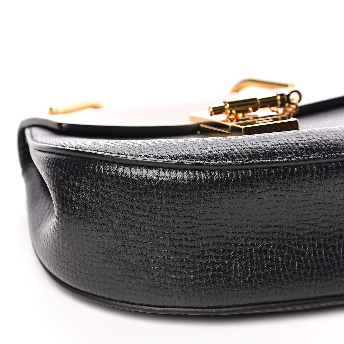 Grained Calfskin Lambskin Mini Bi-Color Drew Shoulder Bag Black Powder Beige