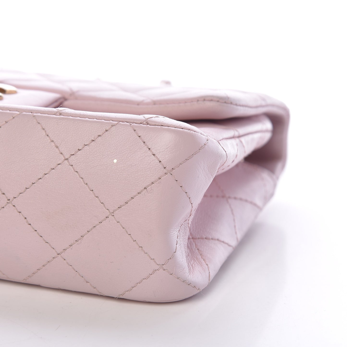 Lambskin Quilted Mini Rectangular Flap Light Pink