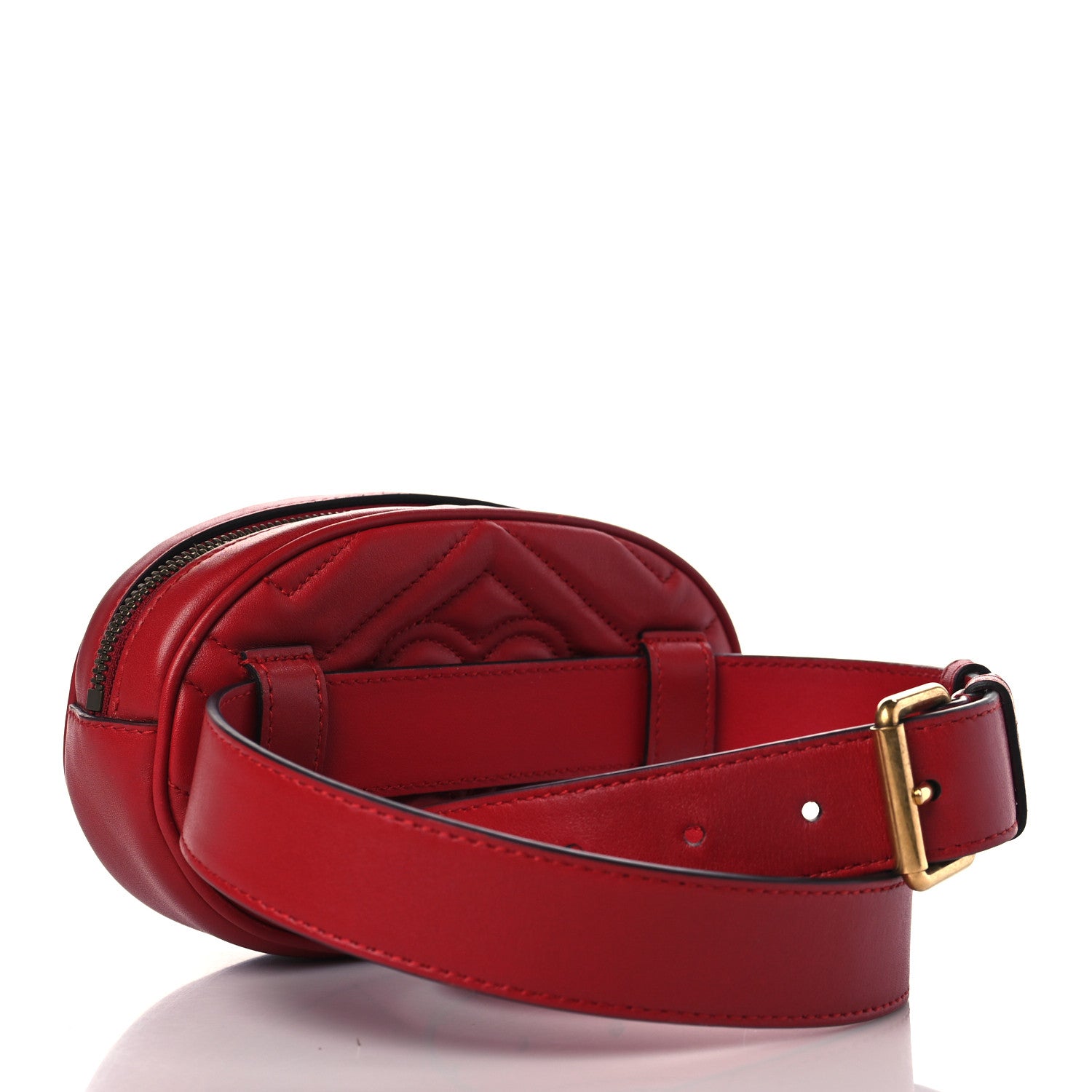 Gucci Calfskin Matelasse GG Marmont Belt Bag 75 30 Hibiscus Red 3 of 10