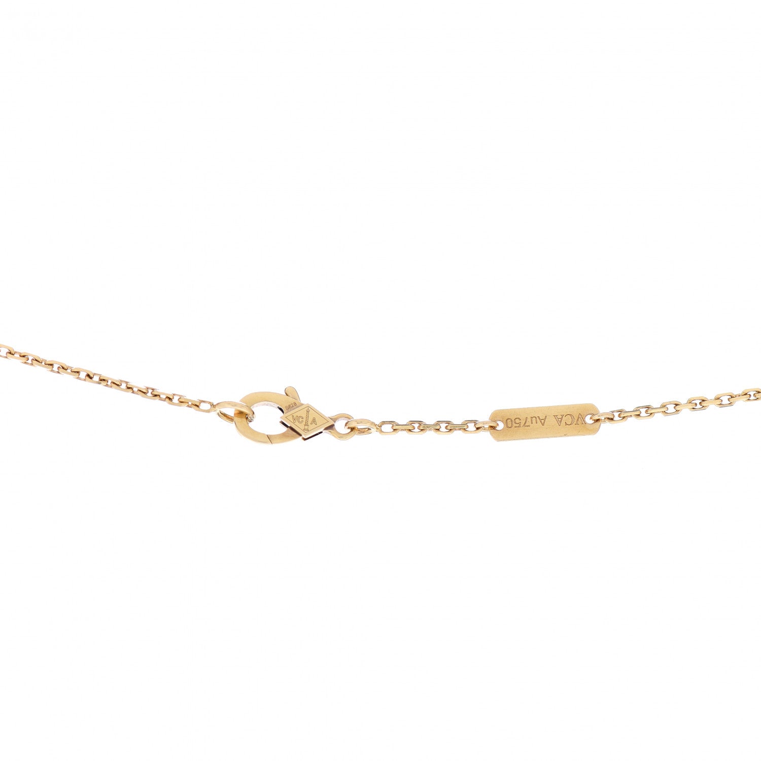 Van Cleef & Arpels 18K Yellow Gold Diamond Vintage Alhambra Pendant Necklace 4 of 4