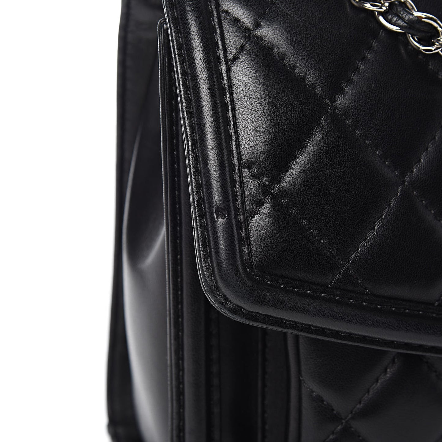 Lambskin Quilted Large Geometric Flap Black