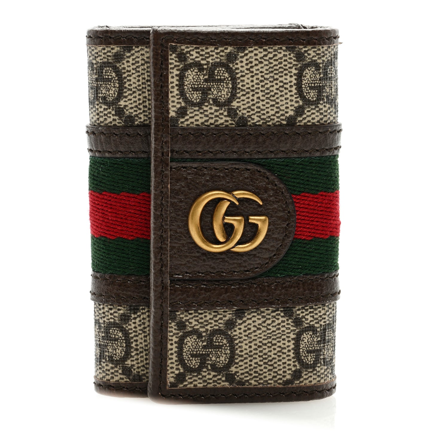 GG Supreme Monogram Web Ophidia 6 Key Holder Case Beige New Acero