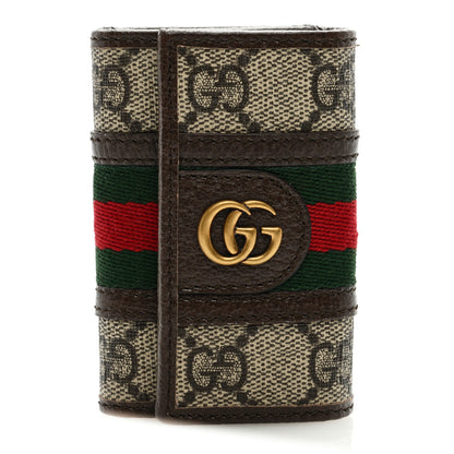 Gucci GG Supreme Monogram Web Ophidia 6 Key Holder Case Beige New Acero 1 of 6
