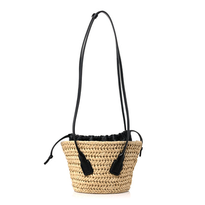 Bottega Veneta Raffia Calfskin Small Arco Basket Black 1 of 10
