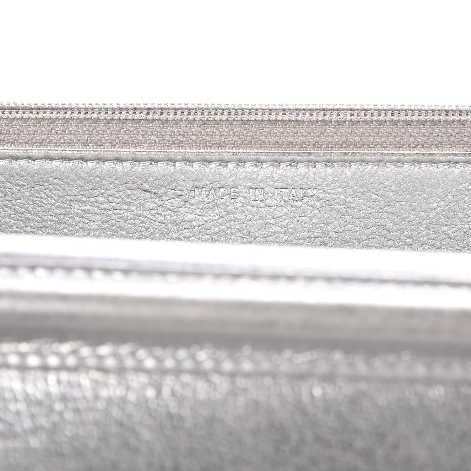 Chanel Metallic Lambskin Chevron Wallet On Chain WOC Silver 7 of 13