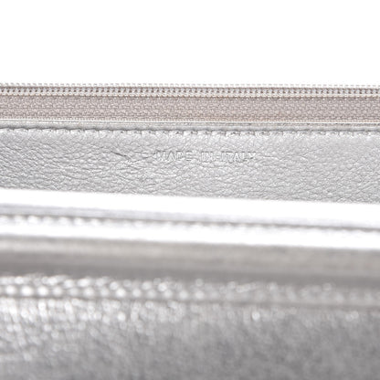 Chanel Metallic Lambskin Chevron Wallet On Chain WOC Silver 7 of 13