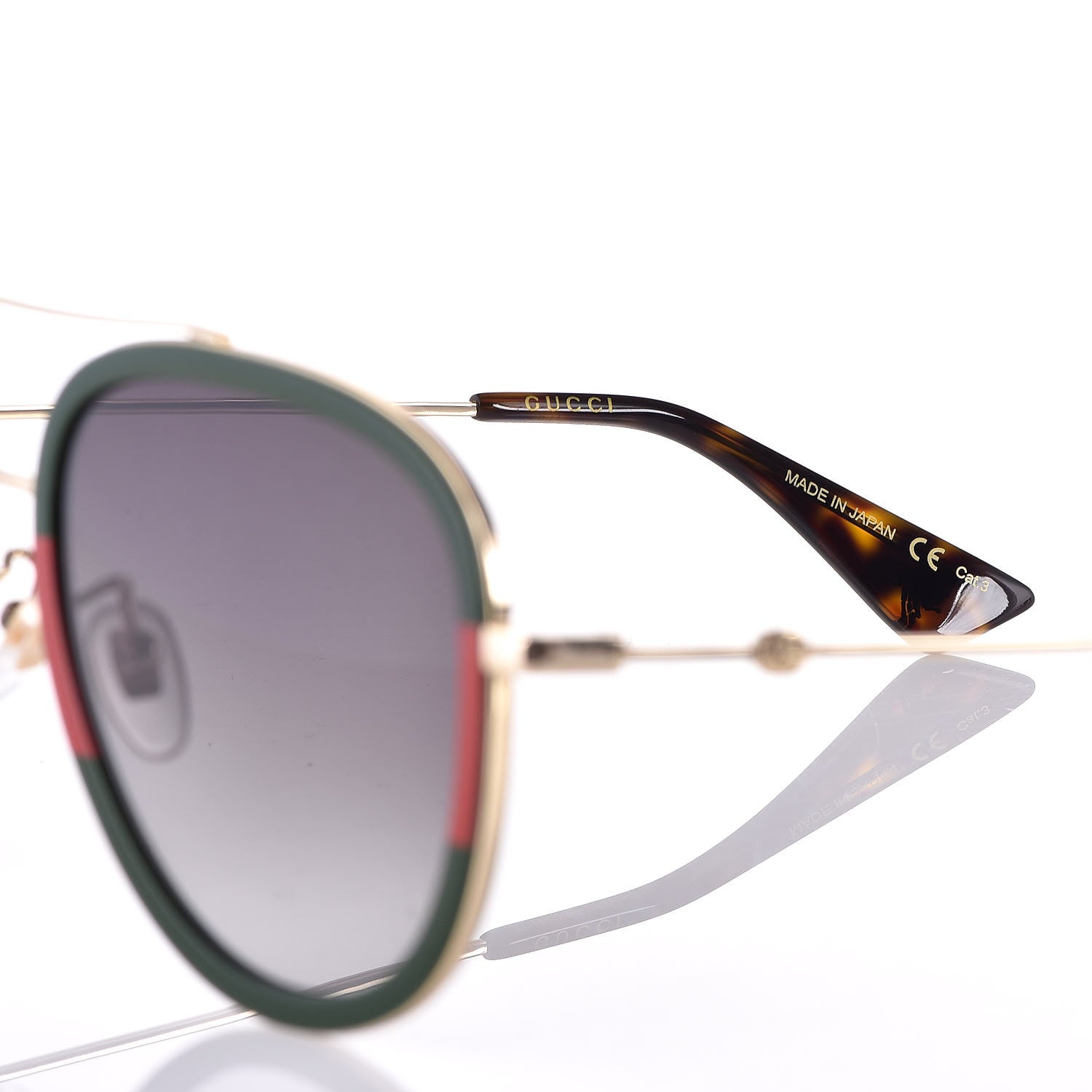 Gucci Web Aviator Sunglasses GG0062S Green Red 6 of 8