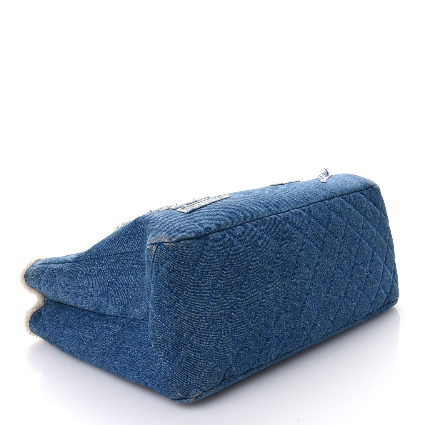 Denim Shearling Hieroglyph Coco Tote Blue
