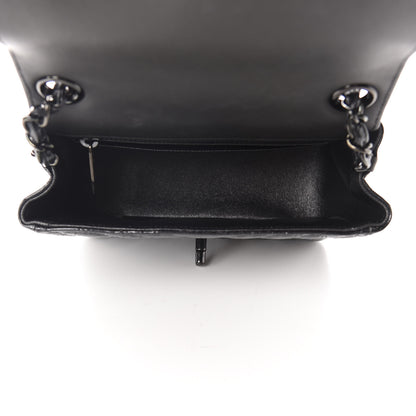 Chanel Metallic Patent Crumpled Calfskin Chevron Quilted Mini Square Flap Black 5 of 11