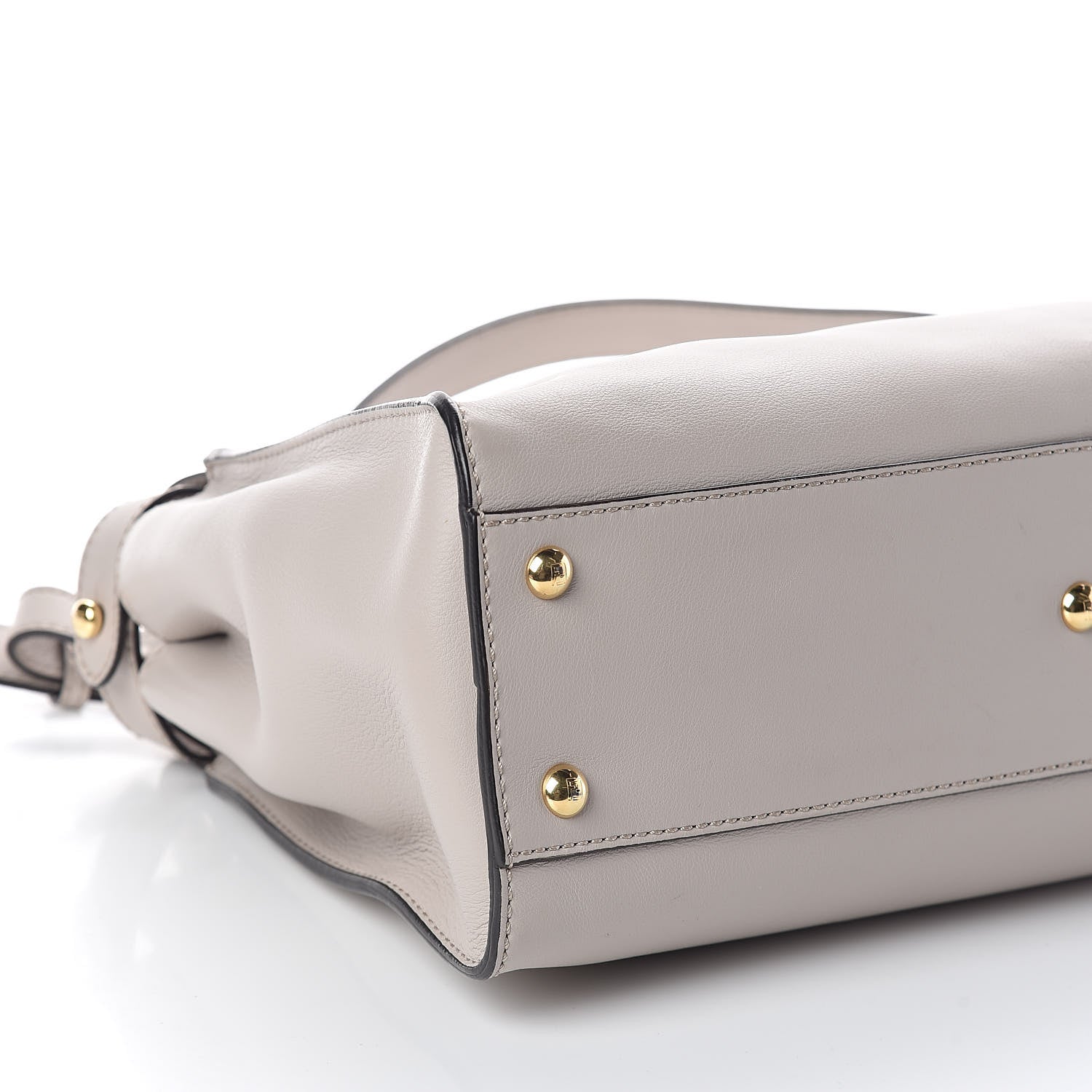 Fendi Vitello Seta Shiny Nappa Medium Peekaboo Iconic Satchel Grigio Polvere Bois de Rose 7 of 8