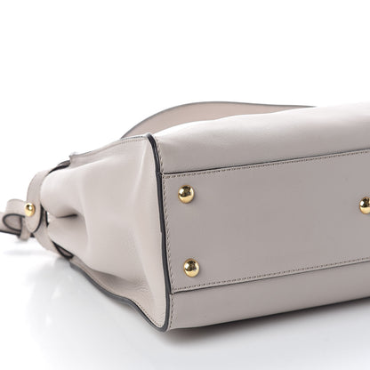 Fendi Vitello Seta Shiny Nappa Medium Peekaboo Iconic Satchel Grigio Polvere Bois de Rose 7 of 8