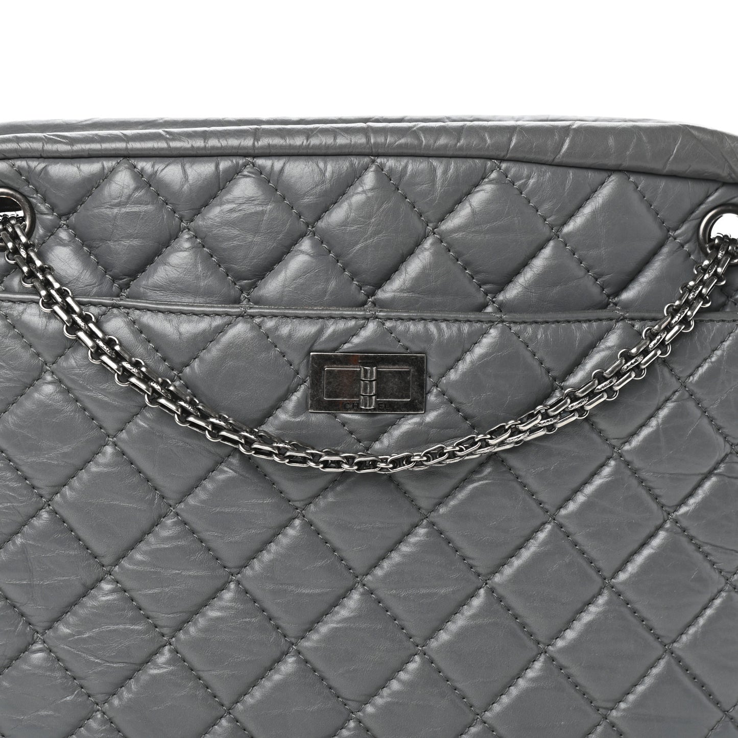 Aged Calfskin Quilted Large Reissue Camera Case Grey