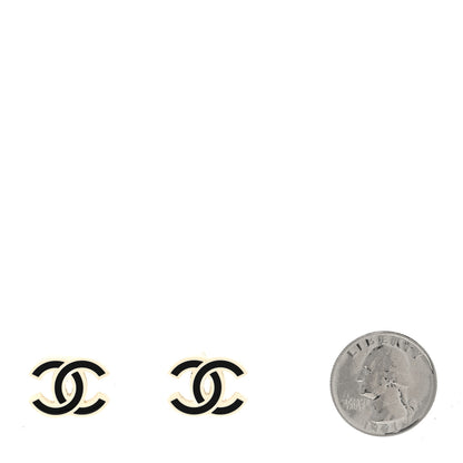 Chanel Resin CC Earrings Black White 2 of 4