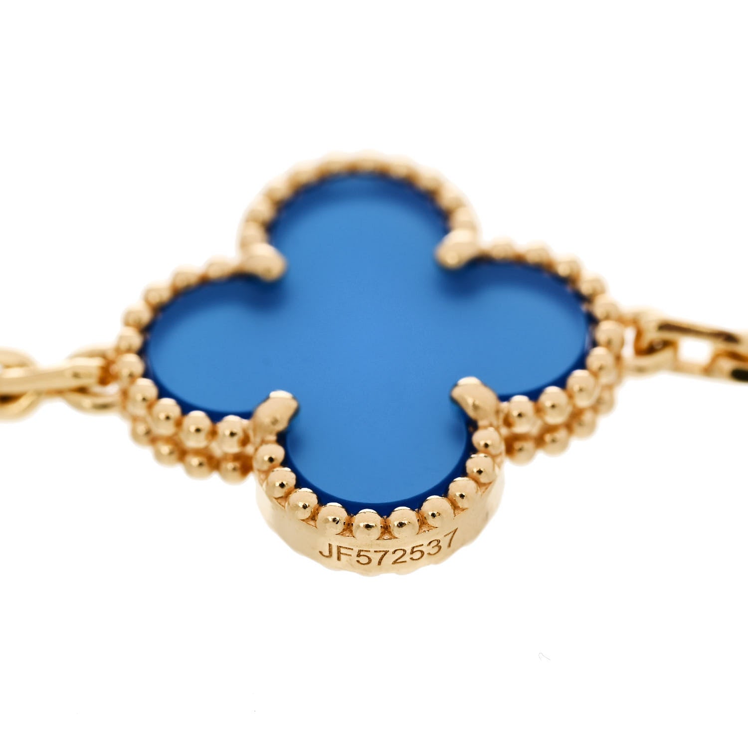 Van Cleef & Arpels 18K Yellow Gold Blue Agate 5 Motifs Vintage Alhambra Bracelet 3 of 5