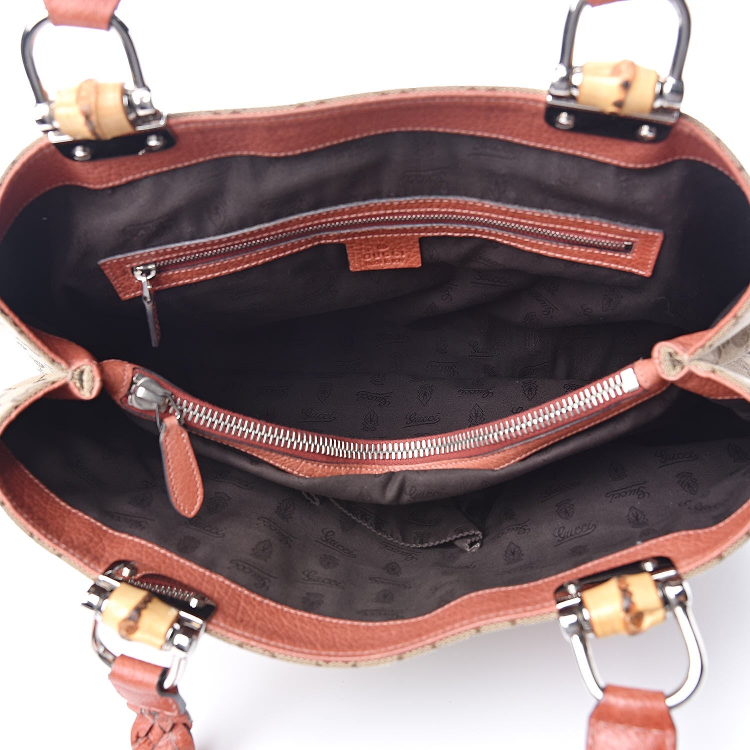 Gucci Monogram Medium Bamboo Bar Tote Coral 5 of 12