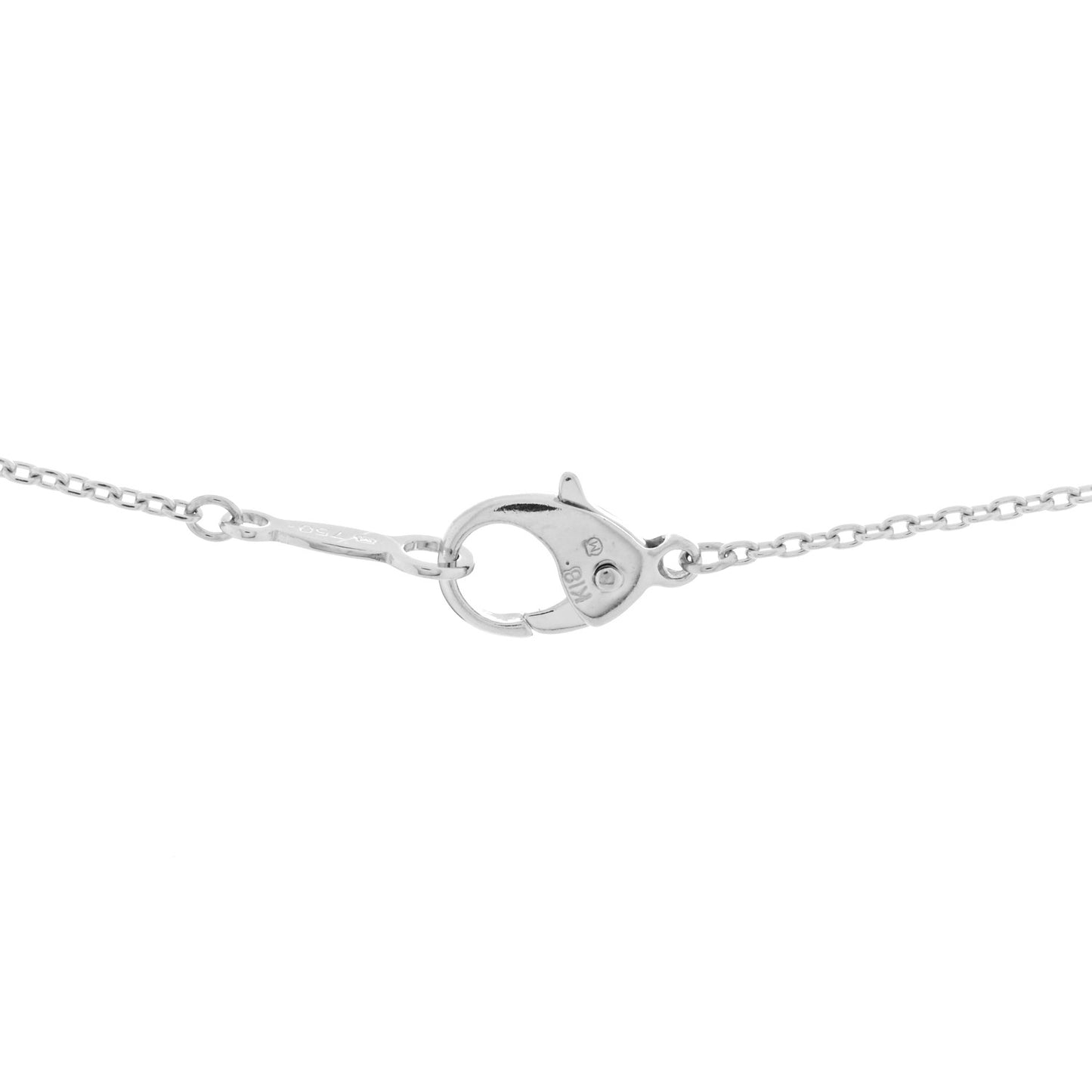 18K White Gold Diamond Akoya Pearl 7mm Station Pendant Necklace
