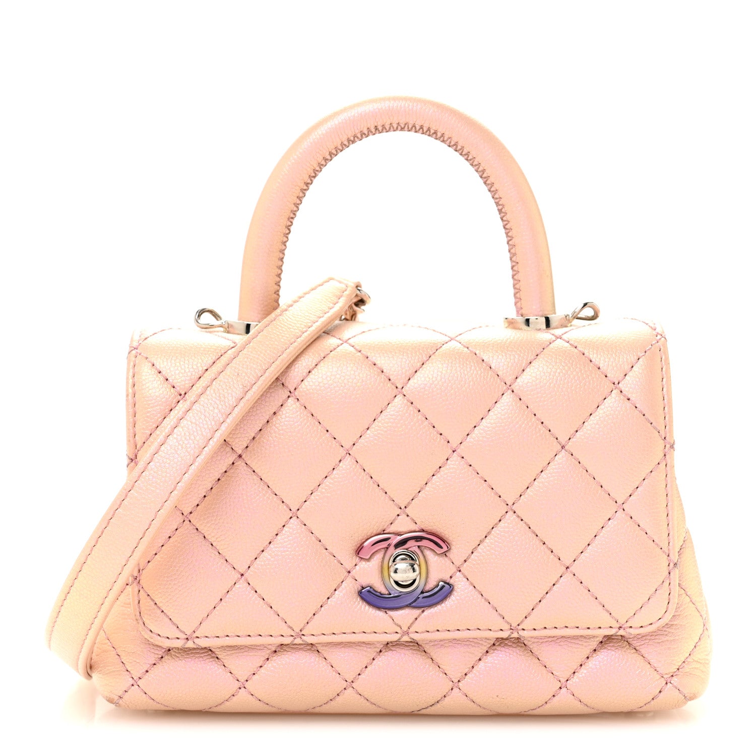 Chanel Iridescent Caviar Quilted Extra Mini Coco Handle Flap Light Pink 1 of 14
