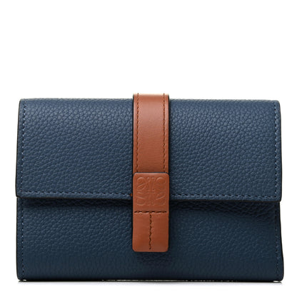 Loewe Grained Calfskin Small Vertical Wallet Steel Blue Tan 1 of 8