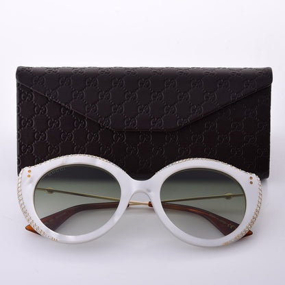 Gucci Crystal Cat Eye GG0214S Sunglasses White 16 of 16