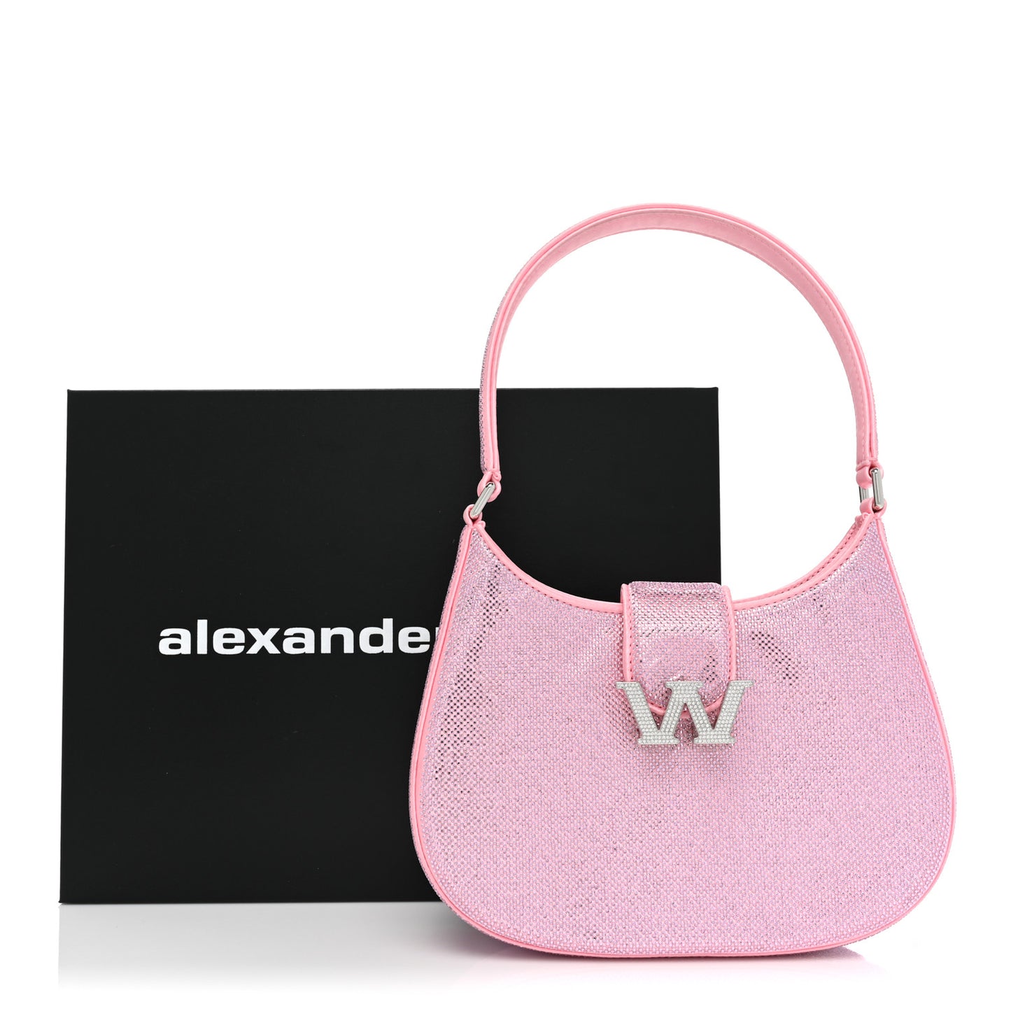 Mesh Crystal Rhinestone Small Legacy Hobo Prism Pink