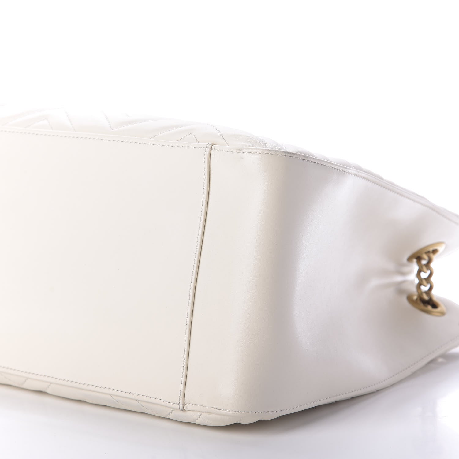 Gucci Calfskin Matelasse Medium GG Marmont Shoulder Tote Bag White 7 of 9