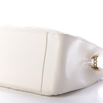 Gucci Calfskin Matelasse Medium GG Marmont Shoulder Tote Bag White 7 of 9