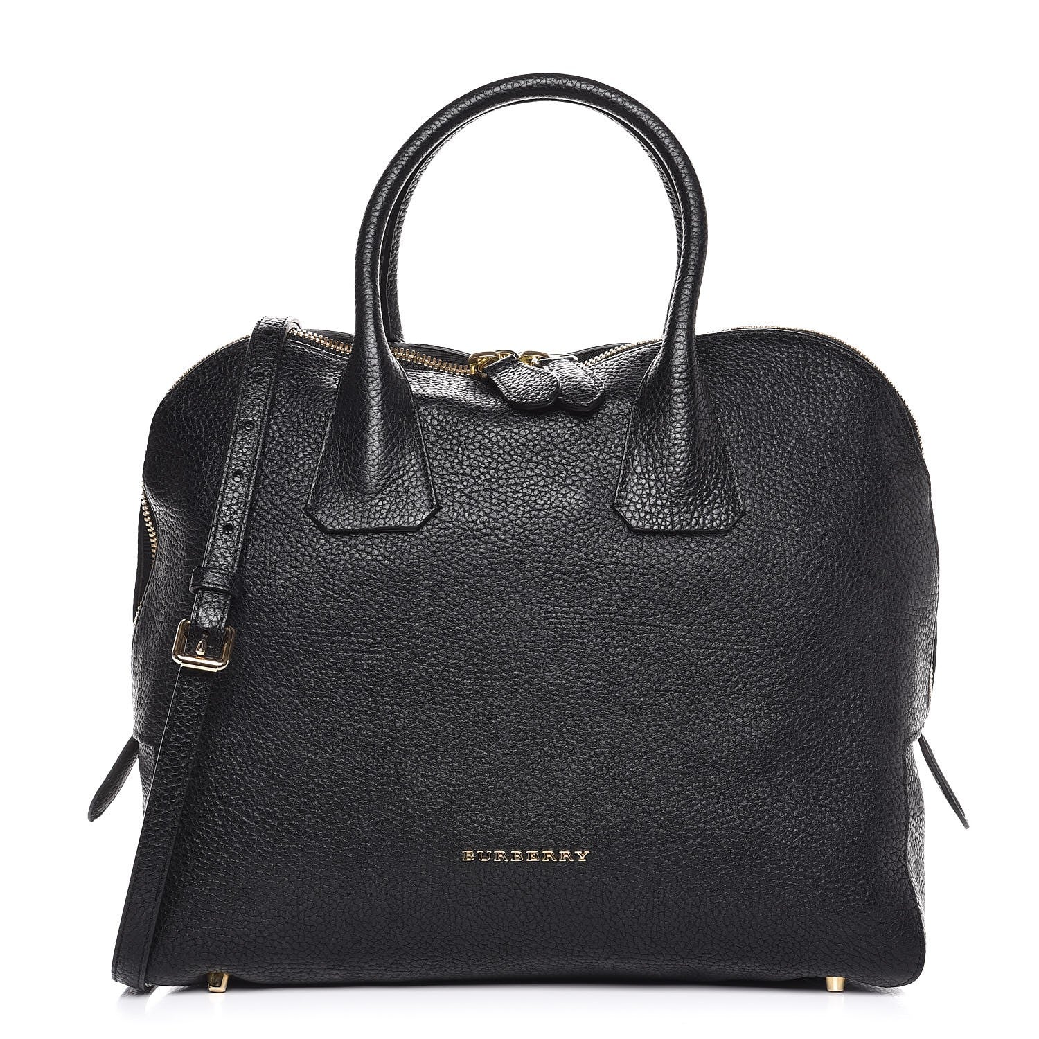 Burberry London Grainy Calfskin Medium Greenwood Bowling Bag Black 1 of 9