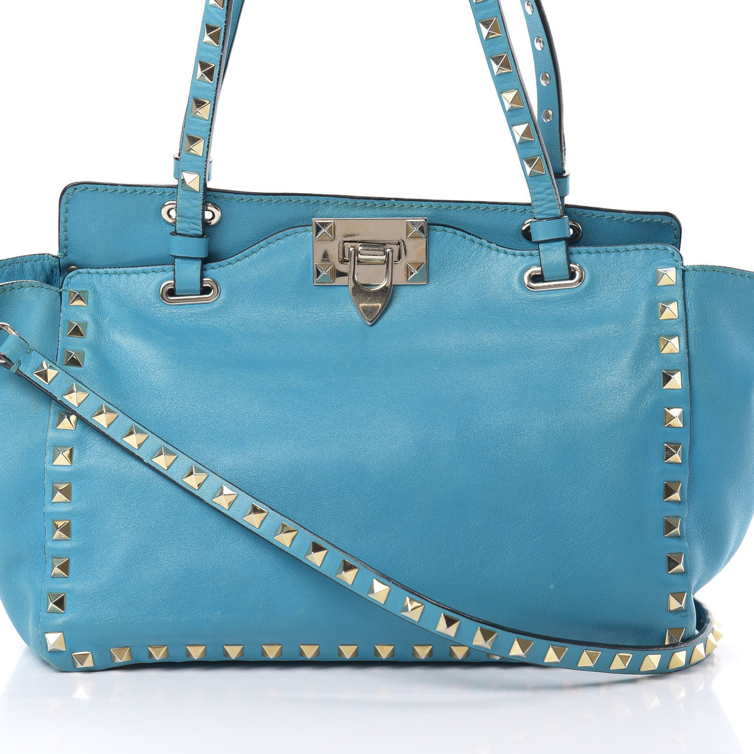 Valentino Garavani Vitello Small Rockstud Tote Parrot 7 of 17